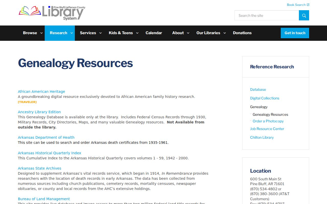 Pine Bluff previous residents genealogy resources and databases